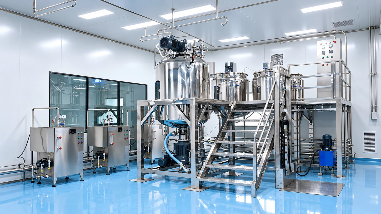 Stainless-steel emulsification and bulk-preparation equipment