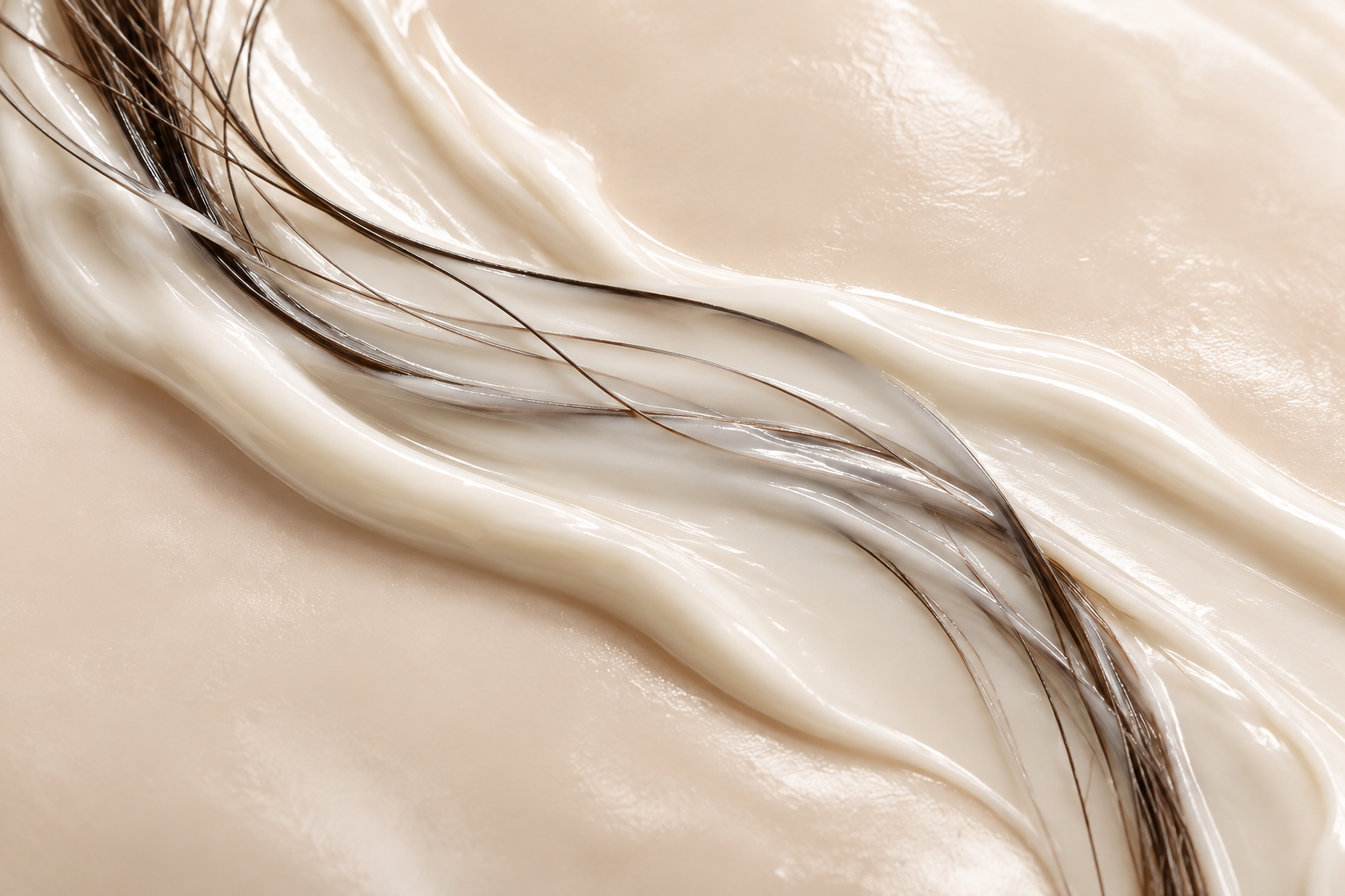 Light conditioner cream gliding smoothly through hair strands